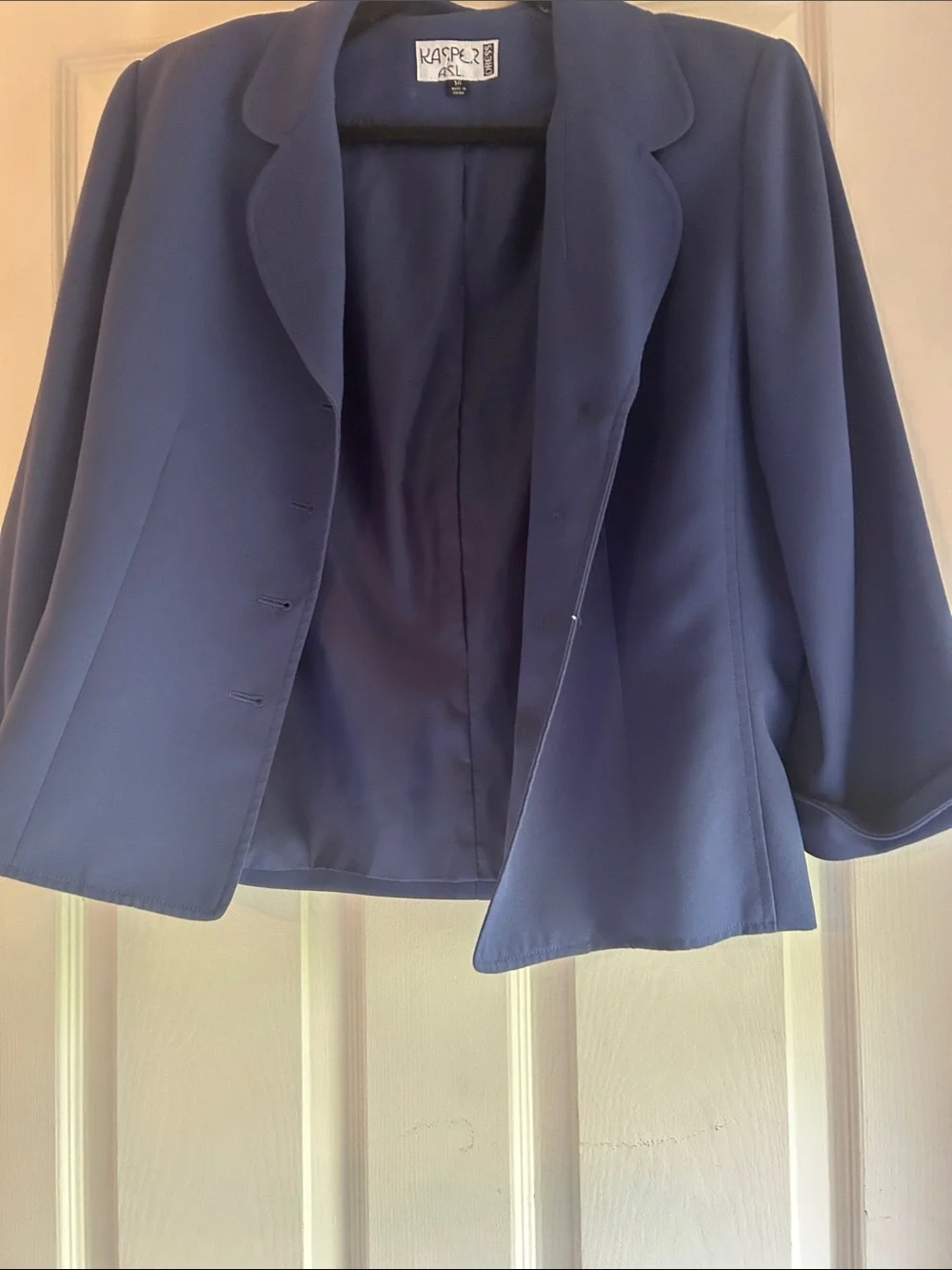 Kasper Navy Floral Midi Skirt with Matching Navy Jacket